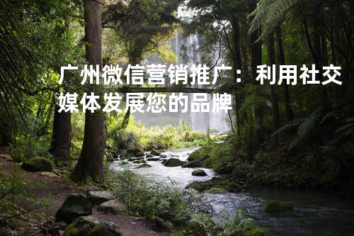 广州微信营销推广：利用社交媒体发展您的品牌